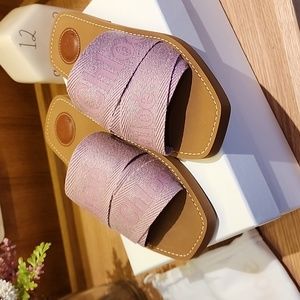 Brand New Chloe Purple and Brown Sandals